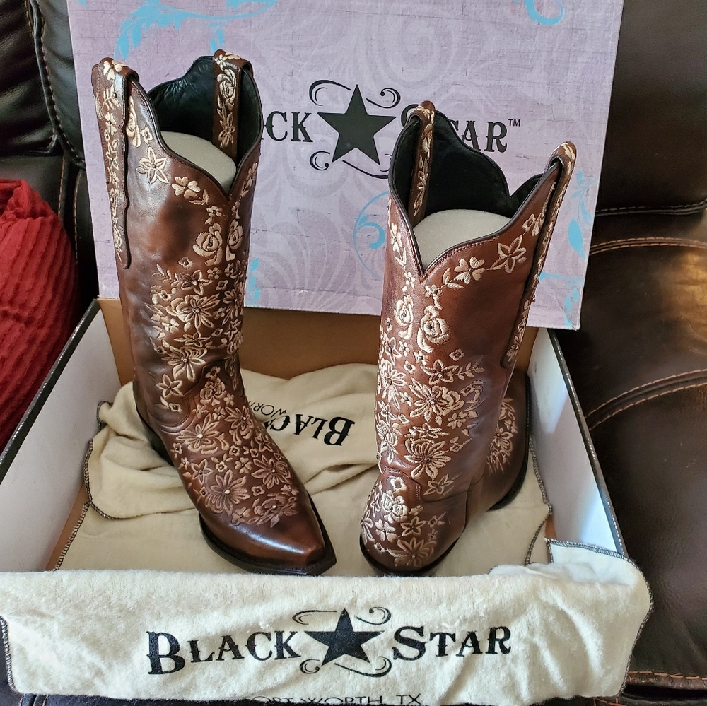 Black Star Cowgirl Boots with Swarovski Crystals